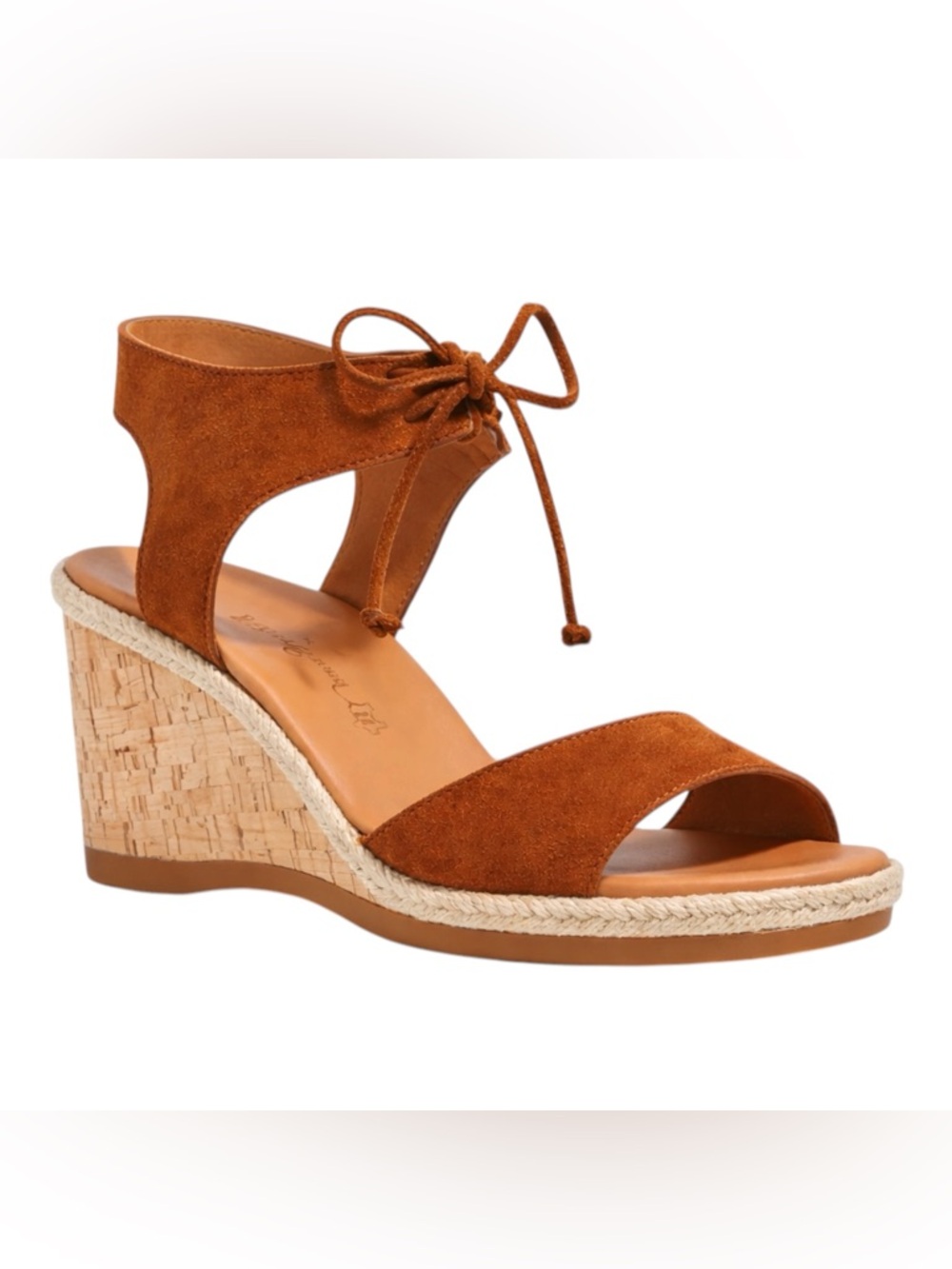 Paul Green Melissa Cognac Suede Wedge Sandals 8.5 Cork Platform